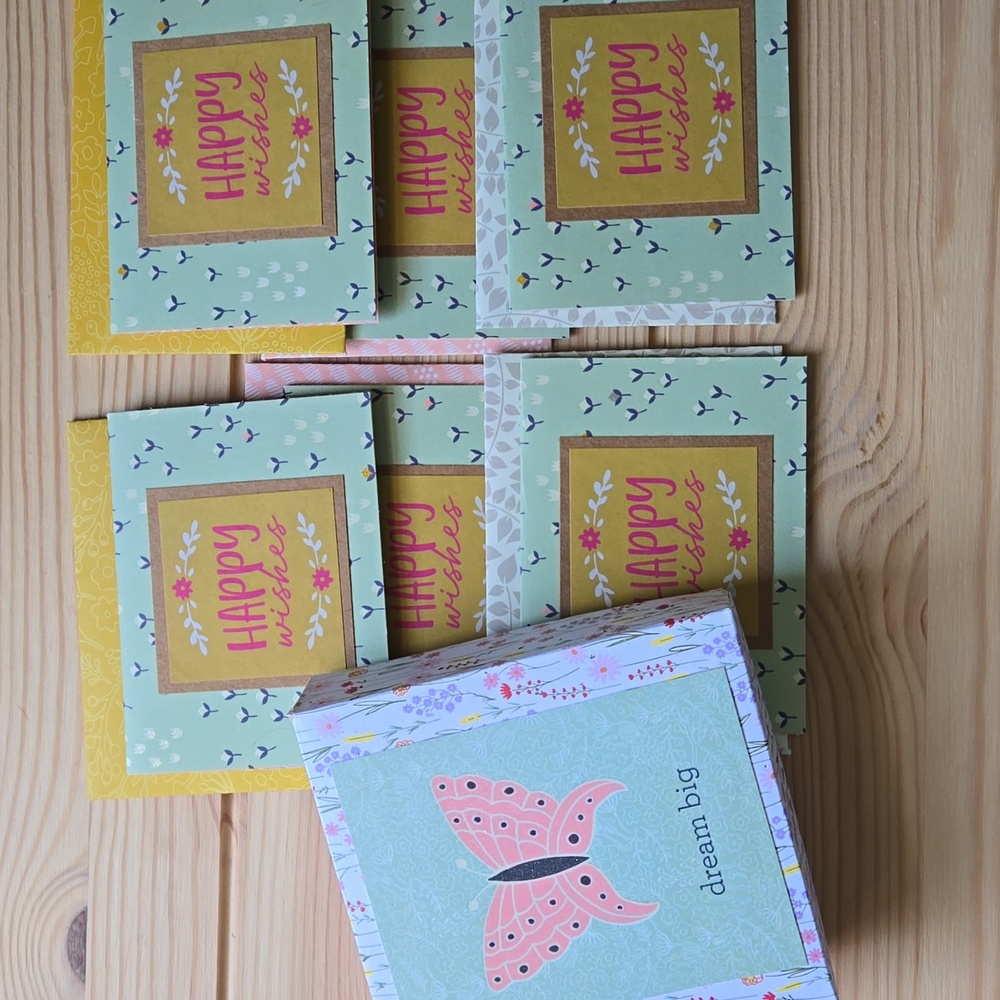 Handmade Mini Happy Wishes Cards & Envelopes